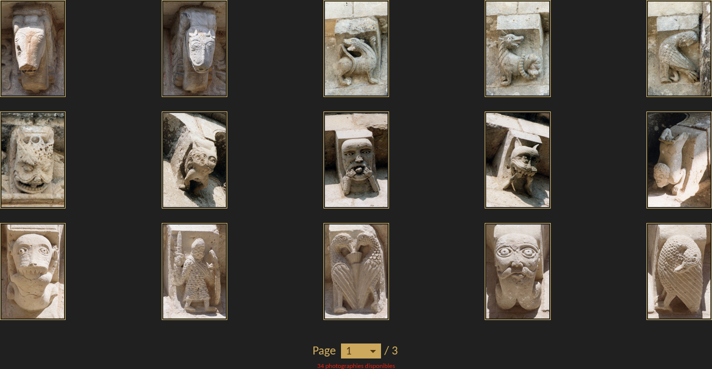 Modillons romans en gros plan